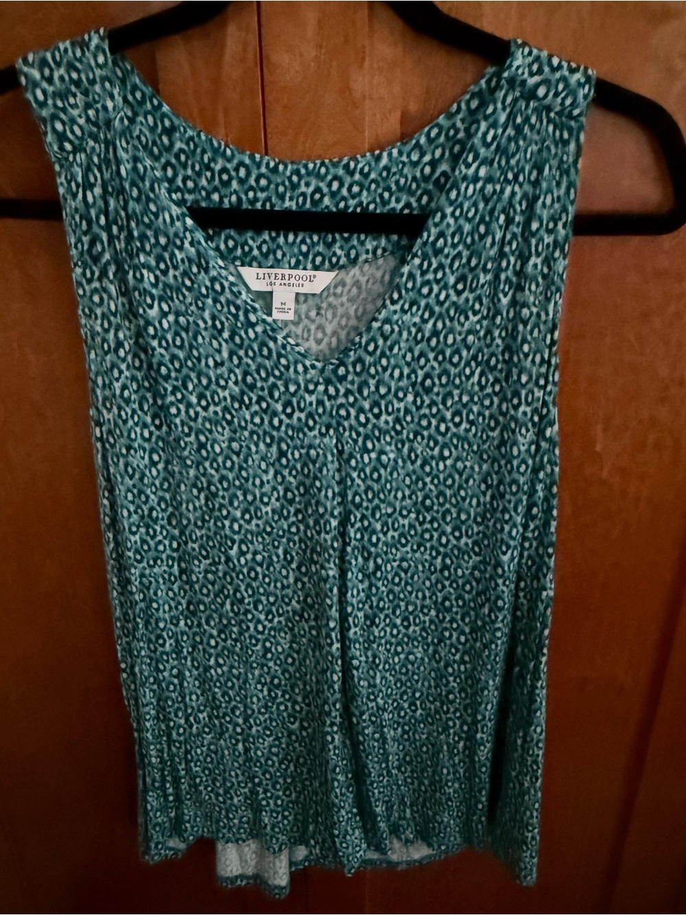 Liverpool Teal Leopard Print Sleeveless Tank